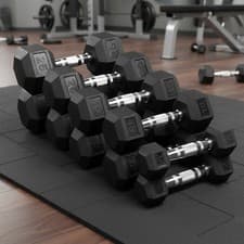 Image of Hex Dumbbells Weights Rubber Encased Sets, Hexagonal Dumbbell Gym Pairs