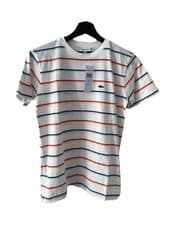 Image of BNWT Boys Lacoste Cream Striped T-Shirt, Age 14 Years, 164cm, Tagged