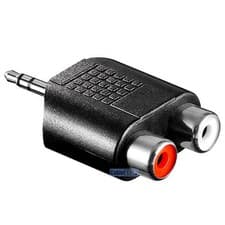 Image of 3.5mm HEADPHONE AUX PLUG to 2 x RED & WHITE RCA PHONO SOCKETS SPLITTER ADAPTER