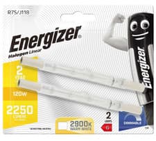 Image of 2x Energizer Linear 118mm R7S 2250 Lumens Halogen Bulbs 240V ( 120W ) Dimmable