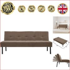 Image of 3-Seater Convertible Futon Sofa Bed in Brown - Multi-Functional Recliner