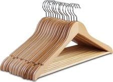 Image of YSAMAX Wooden Brown Hanger Wardrobe Organizer, Coat, Dress, Shirt Hangers