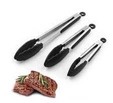 Image of SILICONE COOKING TONGS 9" INCH HEAVY DUTY NON-STICK STAINLESS STEEL