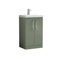 Image of Nuie Arno Satin Green 500mm 2 Door Vanity Unit and Mid Edge Ceramic Basin - ARN8
