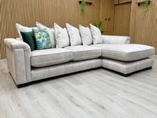 Image of DFS 'Dolcie' 3 Seat Chaise Sofa Cream Combination Formal Back Righ Hand Facing