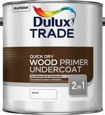 Image of Dulux Trade Quick Dry Wood Primer and Undercoat - White - All Sizes
