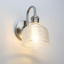 Image of 5.7" Dome Clear Ribbed Glass Shade Industrial Gooseneck Wall Light Sconce