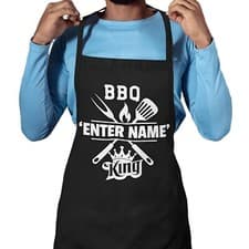 Image of Personalised Name Apron BBQ Grill King Custom Dad Husband Fathers Day Gift