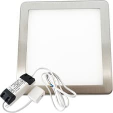 Image of 1x BRUSHED NICKEL Slim Square Under Cabinet Down Light & Driver - Warm White LED