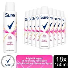 Image of Sure Women 48H Protection Anti-Perspirant Deodorant Bright Bouquet 150ml, 18 PK
