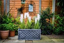 Image of Strata Lazio Trough Patio Planter Garden Plastic Flower Pot Pewter Grey 70cm