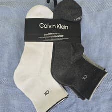 Image of Calvin Klein 6 Pack Cushion Quarter Cut Socks Grays/Whites One Size Fits All