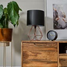 Image of Bedside Table Lamp Industrial Metal Living Room Desk Light Geometric LED Bulb