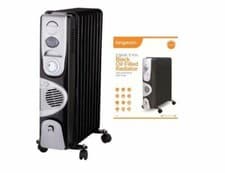 Image of 2.5kW 11 FIN BLACK OIL FILLED RADIATOR WITH TURBO FAN AND 24HR TIMER