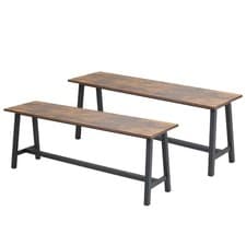 Image of 2pcs Industrial Dining Benches 125cm Wooden 2 Seater for Kitchen Table Hallway