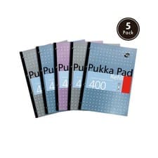 Image of Pukka Pad A4 Refill Pad Ruled 400 Pages Assorted Colours Pack of 5 (REF400)