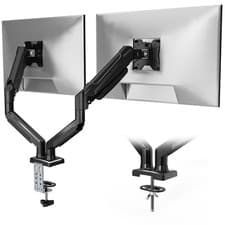Image of BONTEC Dual Monitor Stand, Adjustable Gas Spring Arms Monitor Desk Mount 13-32