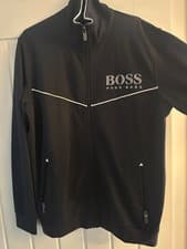 Image of Hugo Boss Old Style Logo Tracksuit Jacket Navy Medium- BRAND NEW
