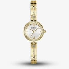 Image of Guess Ladies Lovely Gold Tone Crystal Heart Watch GW0655L2