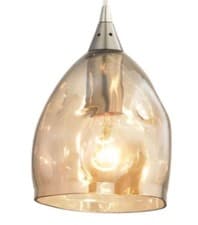 Image of Pendant Ceiling Light Beige Dome Shade Satin Nickel Hardware Modern Victor