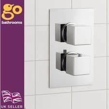 Image of Chrome Concealed Thermostatic Shower Valve With Square Controls & 1 Outlet