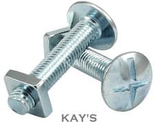 Image of M6 ROOFING BOLTS & SQUARE NUTS CROSS SLOTTED DOME MUSHROOM HEAD SCREWS ZINC BZP