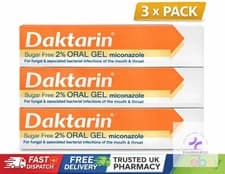 Image of 3 x Daktarin Sugar Free - 2% Miconazole Oral Gel - 15g - UK PHARMACY