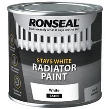 Image of Ronseal Stays White Radiator Paint White Gloss Matt Satin One Coat 250 & 750 ml
