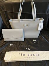 Image of Ted Baker Deannah Bow Detail Shopper Bag & Matching Purse Mid Grey BNWT RRP £12