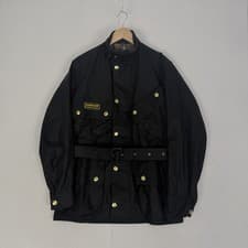 Image of Barbour International Original Wax Jacket Cotton Black Belted Size 38 Medium New