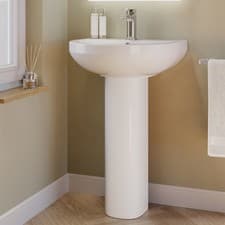 Image of 550mm Full Pedestal Basin with 1 Tap Hole - Addison BUN/ADD547/98580