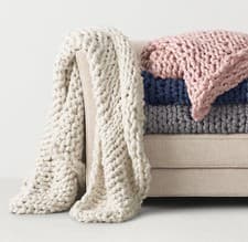 Image of LUXURY FAUX WOOL CHUNKY CABLE KNIT HAND-WOVEN SOFA BED CHAIR BLANKET THROW