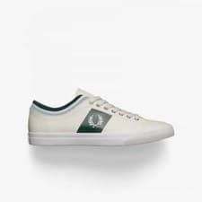 Image of BRAND NEW + BOX FRED PERRY RETRO TIPPED CUFF WHITE LEATHER TRAINERS B8185 UK 11