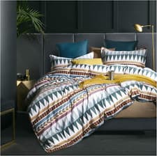 Image of Bohemian Reversible Duvet Cover Set, 400TC Cotton, Aztec Print, Queen