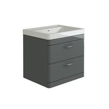 Image of Acorn 500mm Wall Hung Bath Vanity Unit Ceramic Basin Pre-Assembled Anthracite