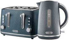 Image of Daewoo Cascade 1.7L Jug Kettle and 4 Slice Toaster Navy Ribbed Texture Design