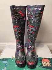 Image of New In Box Joules Field Welly Art Floral Print Wellington Boots RRP 59.95 UK 6