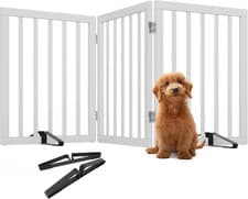 Image of Wooden Dog Gate 60Cm Tall, Freestanding Pet Gate Foldable Dog Gate for Doorway S