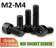 Image of M2 M3 M4 Black Socket Cap Head Screws High Tensile Steel Hex Allen Bolt Hexagon