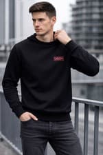 Image of Black Crewneck – Small Reversed HUGO ReD Logo With Red Outline - M - RRP- £120+