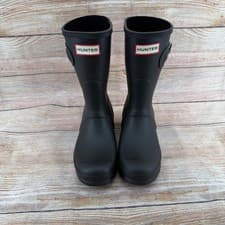 Image of Hunter Original Short Rain Boots Black Matte Waterproof WFS1000RMA Womens 9M