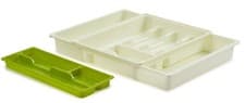 Image of Adjustable Expanding Drawer Organiser Cutlery Tray With Sliding Top Cream & Lime
