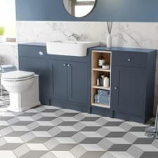 Image of Blue Toilet & Vanity Unit with Basin - 1820mm Traditional Bathroom Storage