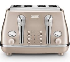 Image of De’Longhi CTOT4003.BG Icona Metallics 4 Slice Toaster Defrost Function 1800W