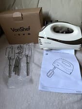 Image of New VonShef Professional 300W 5 Speed Hand Mixer With Attachments - Cream