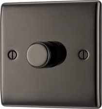 Image of BG Raised slim profile Single 2 way 400W Dimmer switch Gloss Black 1 gang