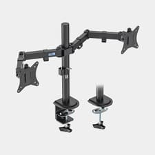 Image of Dual Arm Desk Mount with Clamp Easy Setup 17”-32" Tv Screens and Monitors