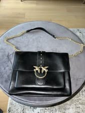 Image of Pinko Love Bag Leather Flat - Black And Gold