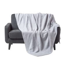 Image of Halden Grey Chevron Throw, 100% Cotton 150x200cm, Sofa or Bed Blanket