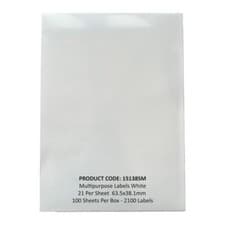 Image of ValueX 21 Per Sheet Multipurpose Labels 63.5x38mm White (Pack of 2100) - KF26